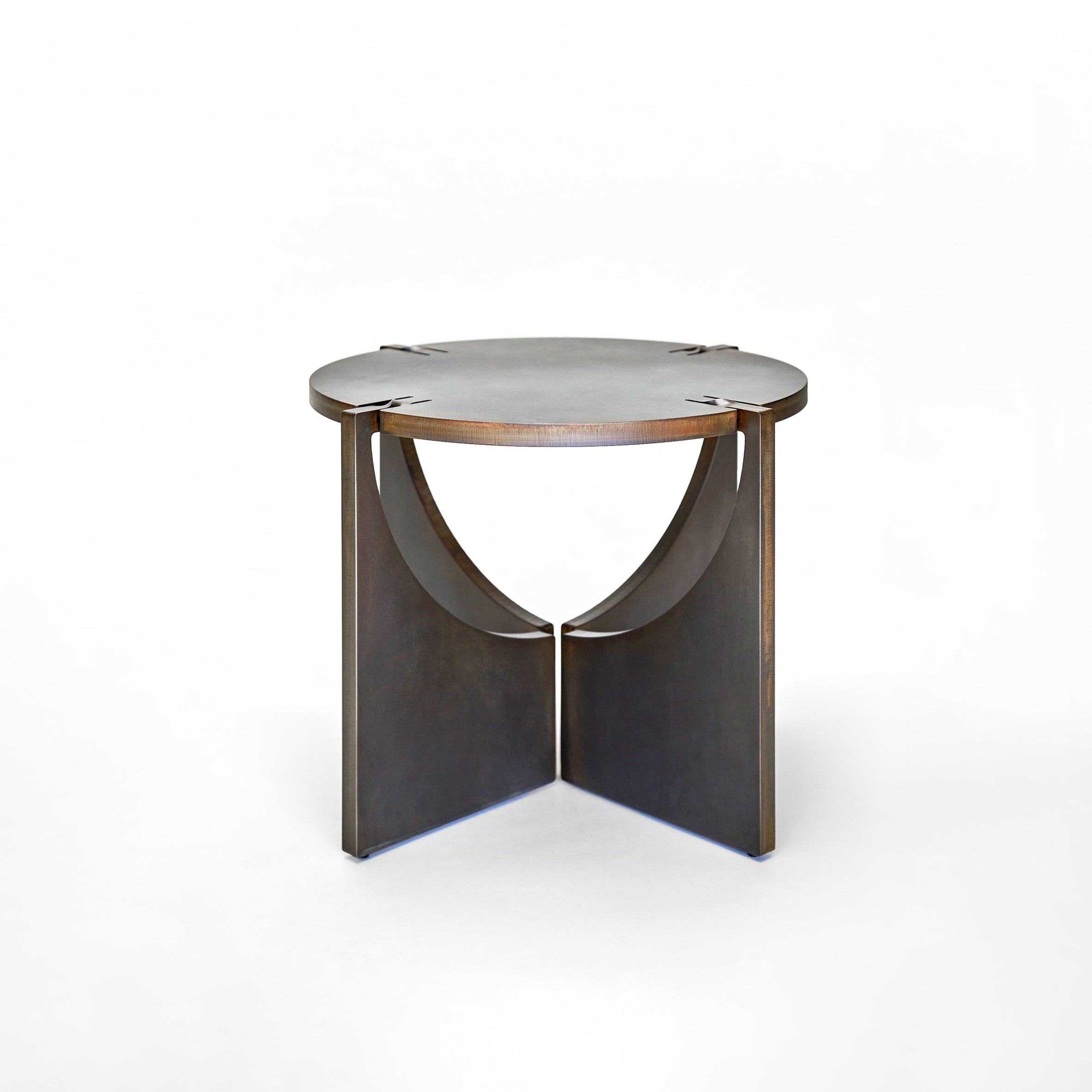 ONE Round Steel Table with Black Oxide patina by Frank Penders