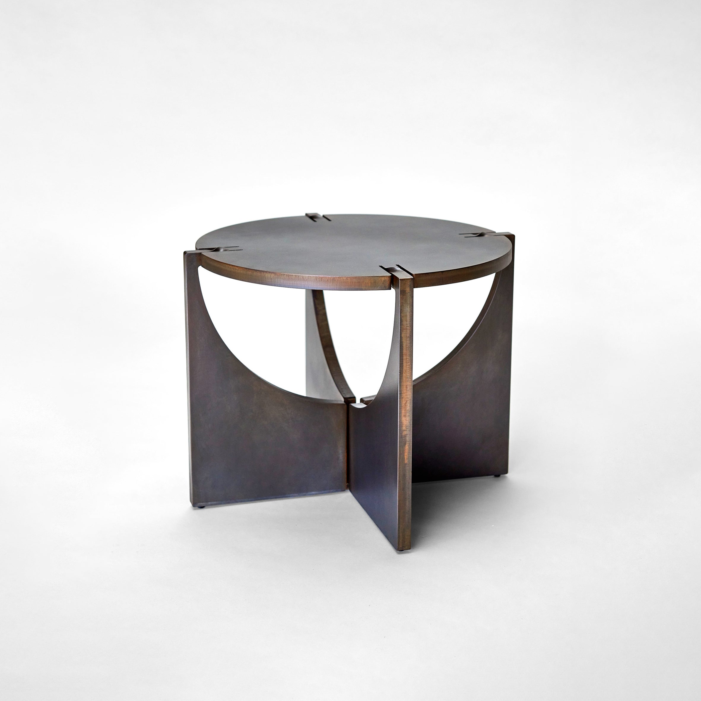 ONE Round Steel Table with Black Oxide patina by Frank Penders