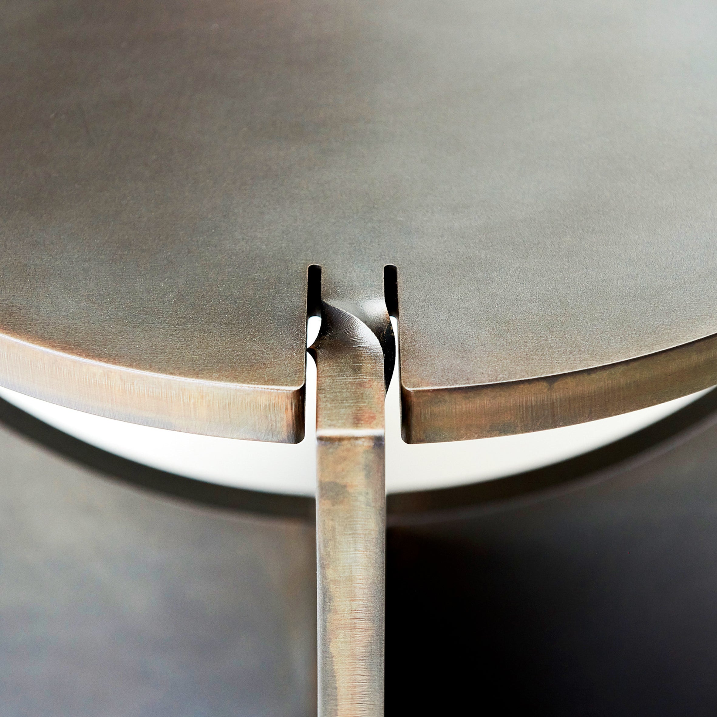 ONE Round Steel Table with Black Oxide patina by Frank Penders