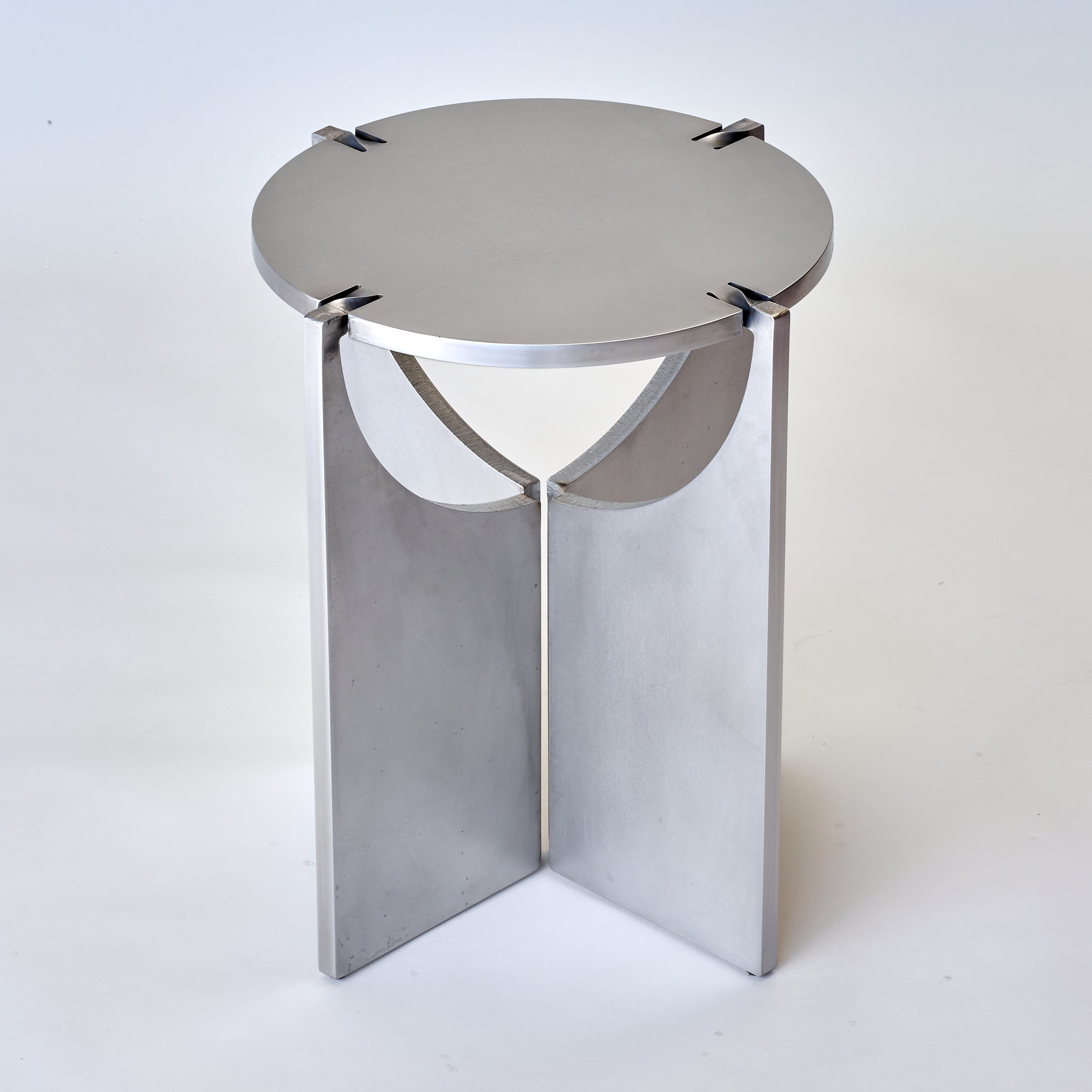 ONE Brushed Stainless Steel Round Stool by Frank Penders