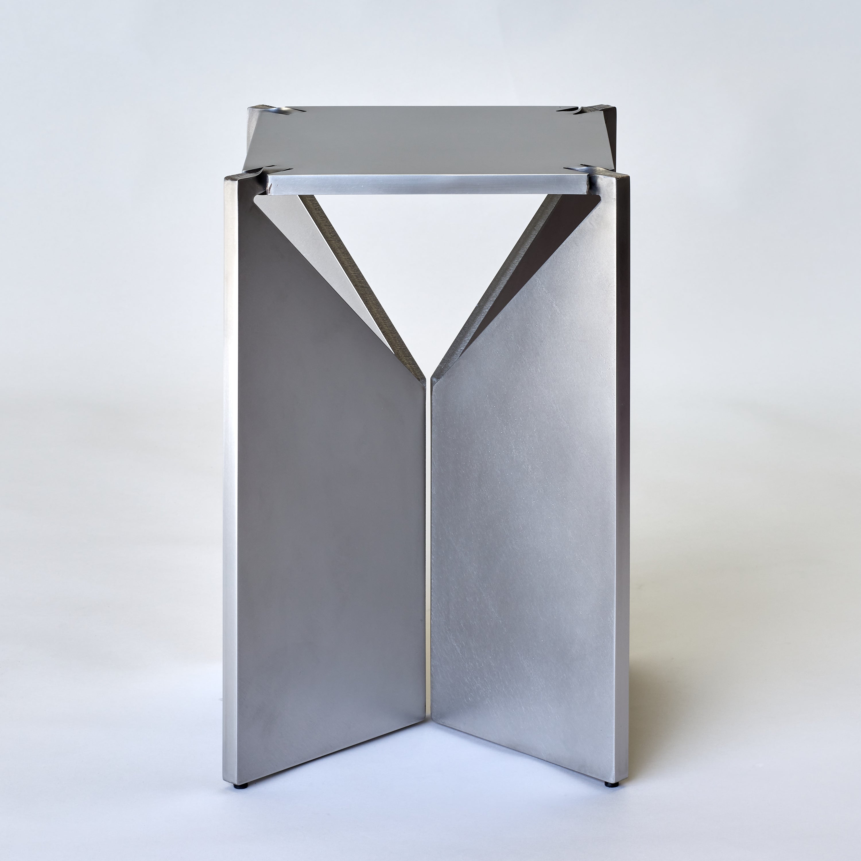 ONE Brushed Stainless Steel Square Stool by Frank Penders