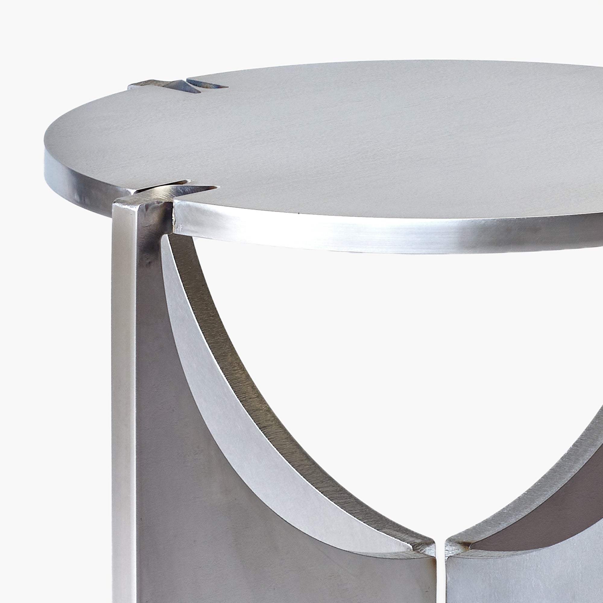 ONE Brushed Stainless Steel Round Stool by Frank Penders