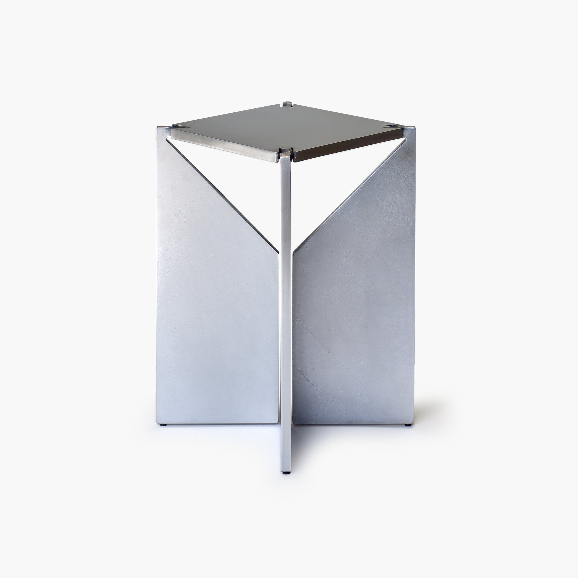 ONE Brushed Stainless Steel Square Stool by Frank Penders
