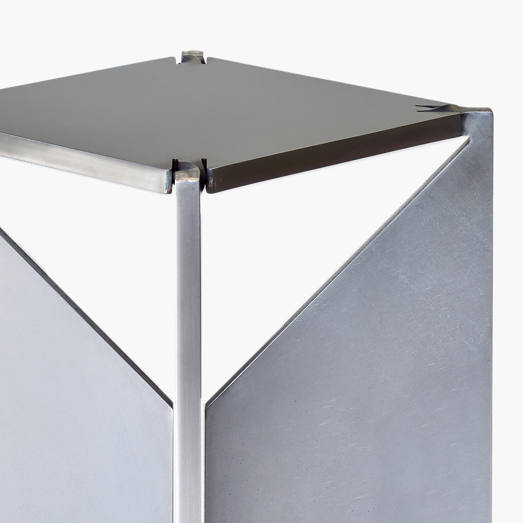 ONE Brushed Stainless Steel Square Stool by Frank Penders
