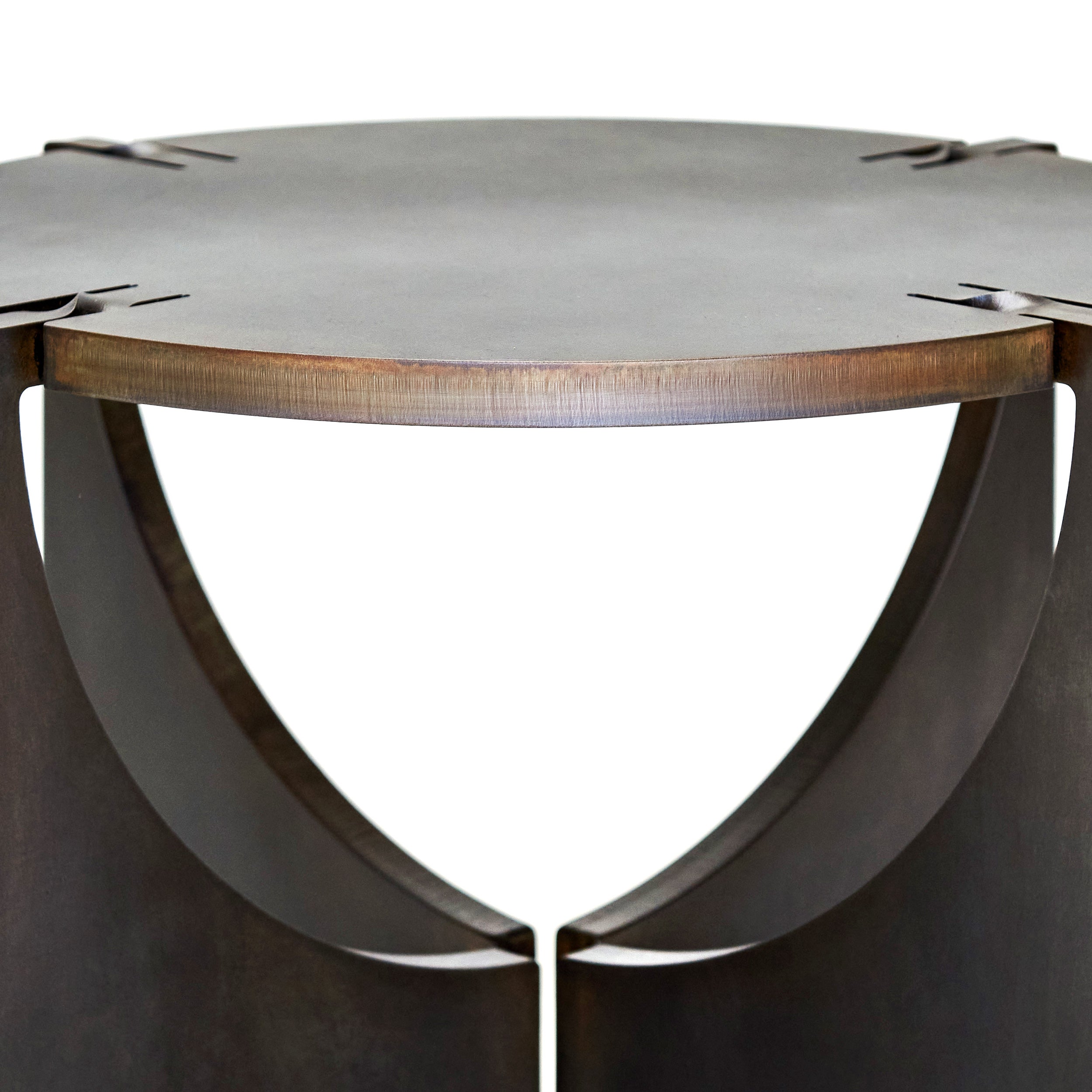 ONE Round Steel Table with Black Oxide patina by Frank Penders