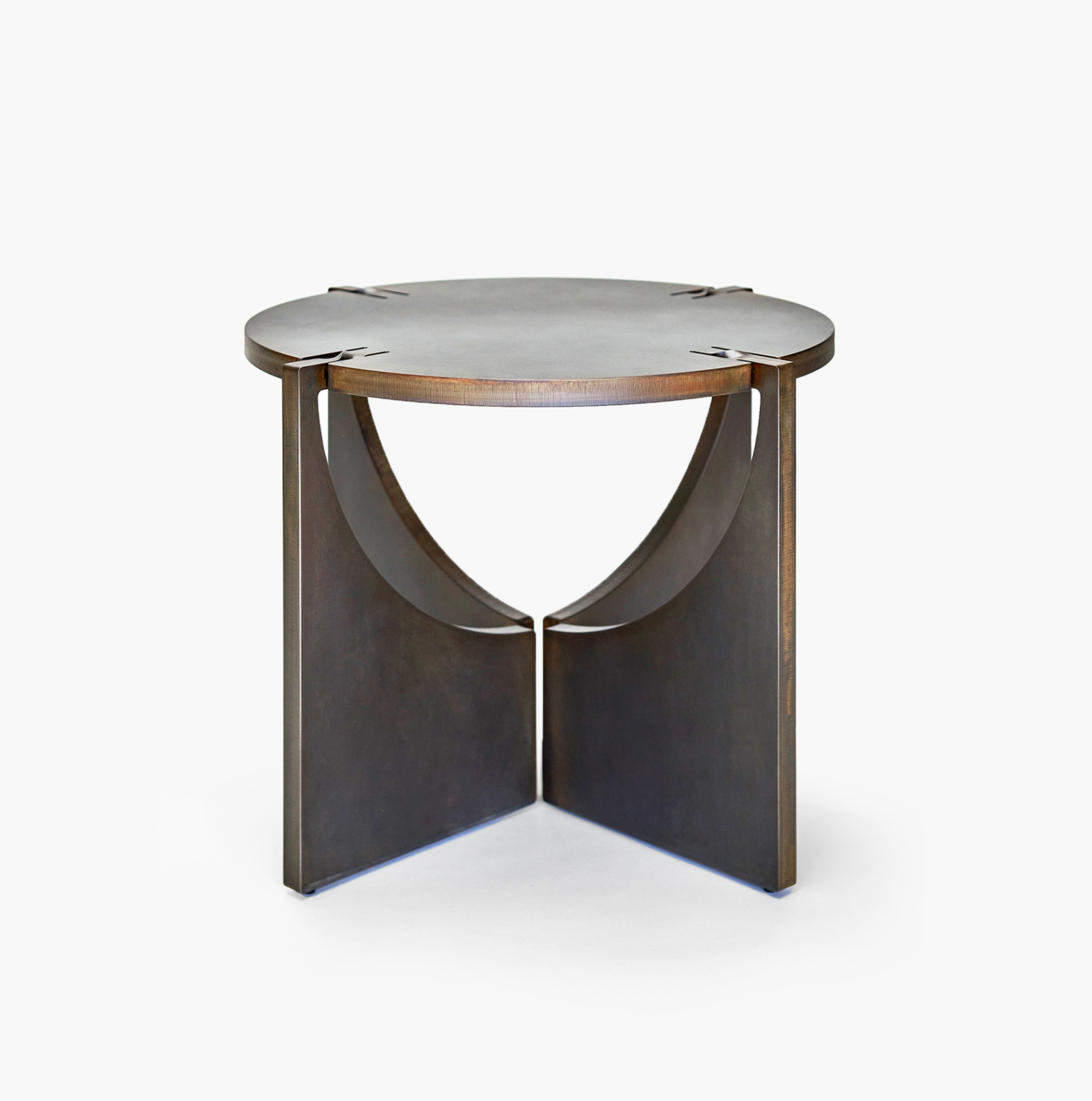 ONE Round Steel Table with Black Oxide patina by Frank Penders