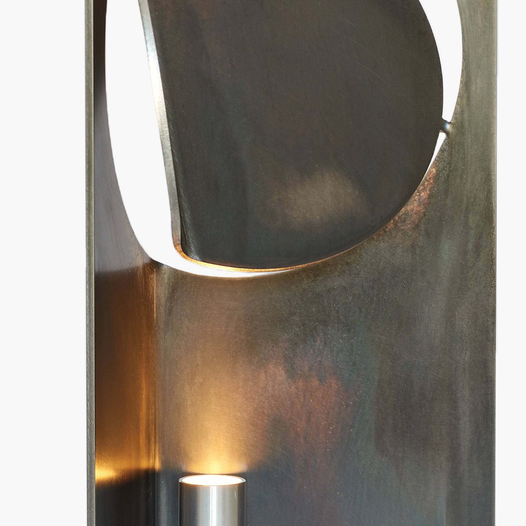 ONE ASYMMETRIC Table Light Stainless with Rich Black Patina by Frank Penders