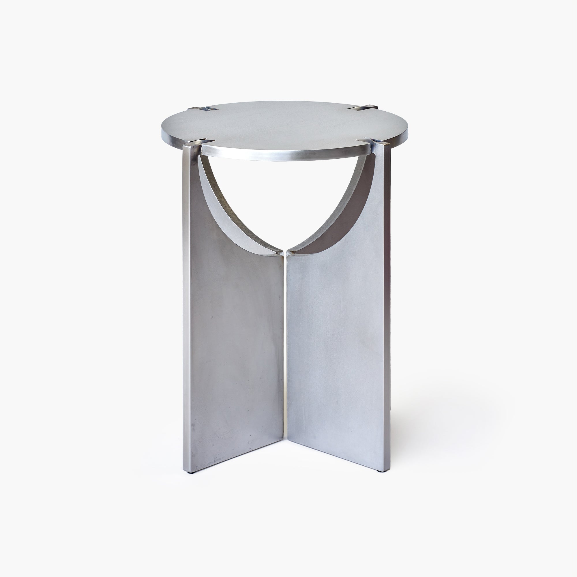 ONE Brushed Stainless Steel Round Stool by Frank Penders